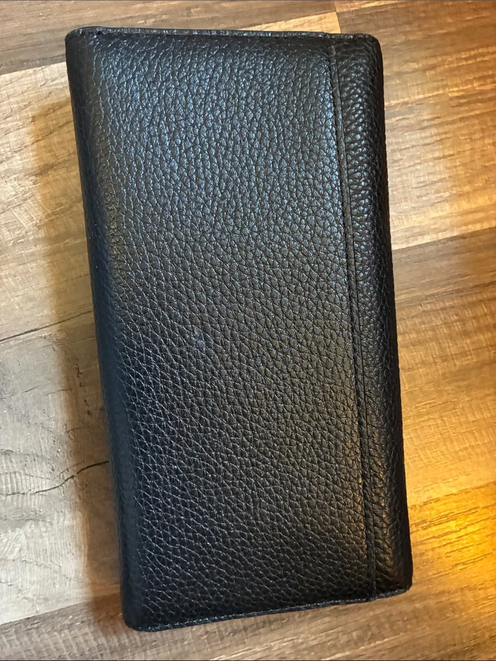kate spade Black Pebbled Leather Fold Wallet with Logo-NWT
